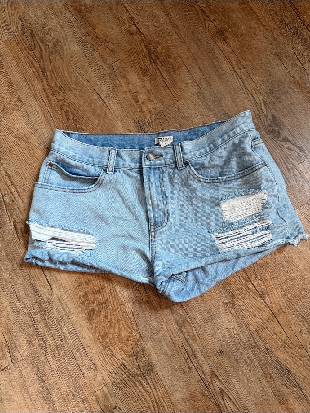 Billabong Light Blue Distressed Denim Cutoff Shorts